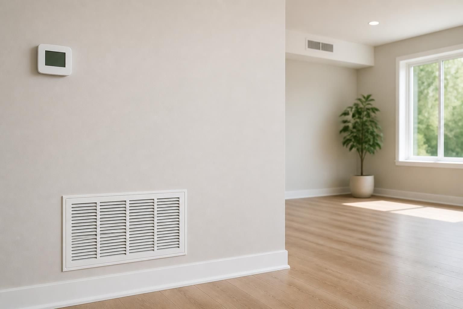 Clean finished HVAC environment with space for call to action text.